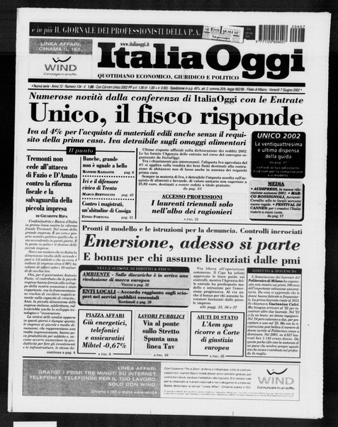 Italia oggi : quotidiano di economia finanza e politica